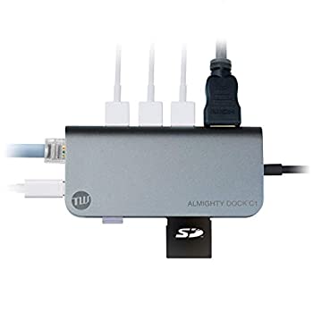 TUNEWEAR ALMIGHTY DOCK C1 マルチUSB-Cハブ (Ethernetポート/HDMI 4K / PD対応) スペースグレイ TUN-OT-000028（中古品）