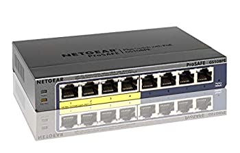 NETGEAR スイッチングハブ ギガビット PoEスイッチ 8ポート(PoE4ポート15.4W/全体53W) 外部電源 ファンレス静音 日本語GUI  GS108PE-300JPS（中古品）