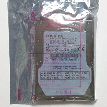 東芝 MK6465GSXN 2.5inch SATA 3Gb/s 640GB 8MB 5400rpm 9.5mm 512セクター 非AFT（中古品）