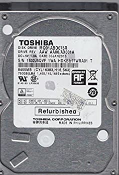 東芝 内蔵 HDD 2.5インチ 750GB 9.5mm SATA 3Gb/s 5400rpm 8MB  リファービッシュ MQ01ABD075 R（中古品）