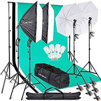 FOSITAN プロな写真撮影ソフトボックス照明キット 2M x3M背景布支援システム 豪華33件セット 5500K 2*50*70ソフトボックス 2*白いソフト傘 6*2（中古品）の通販は 32,370円