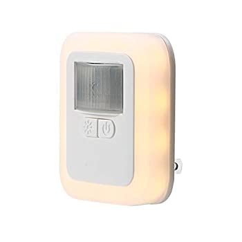 LEDセンサーライト 人感＆明暗センサー付き コンセント式 ナイトライト 室内照明 フィットライト 足元ライト 電球色 廊下 玄関 階段用 10段階調（中古品）の通販は 5,408円