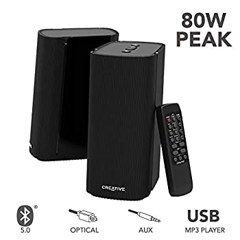Creative T100 2.75 inchフルレンジドライバー 40WRMSデジタルアンプ搭載 Bluetooth/光入力/アナログ入力対応 リモコン 2.0ch スピーカー SP-T10（中古品）