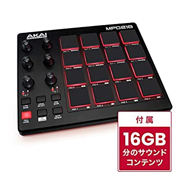 Akai Professional USB MIDIコントローラー 16パッド 音源ソフト MPD218（中古品）