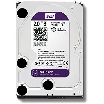 WD HDD 内蔵ハードディスク 3.5インチ 2TB WD Purple 監視カメラ用 WD20PURX IntelliPower（中古品）