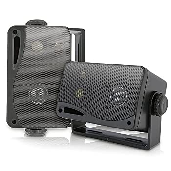 Pyle 3.5インチ3-Way防水型ボックススピーカー(ブラック/ペア)(※アンプは内蔵されていません)（中古品）