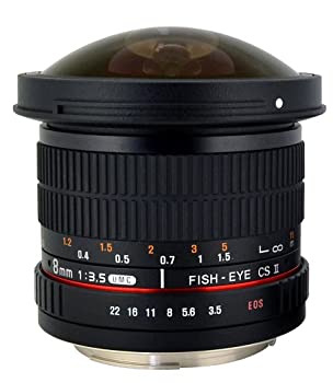 ポキノン (Rokinon) 8?mm f / 3.5?Hd魚眼レンズレンズ 取り外し可能なフード付き  キャノンDSLR 8-8mm、工程焦点非ズームレンズ  none HD8M-P（中古品）