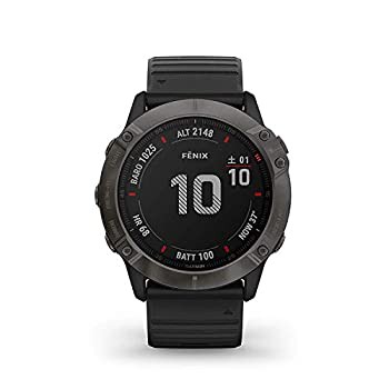 GARMIN(ガーミン) fenix 6X Sapphire Black DLC 音楽再生機能 マルチスポーツ型GPSウォッチ 最大21日間稼働（中古品）