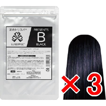 送料無料 日本グランデックス 和漢彩染 ラグジュエルカラー ブラック 100g 3個 （医薬部外品）