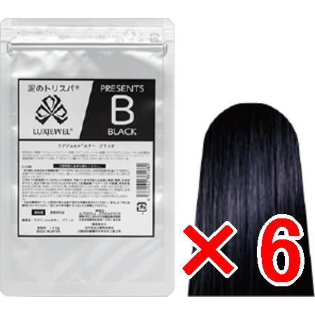 送料無料 日本グランデックス 和漢彩染 ラグジュエルカラー ブラック 100g 6個 （医薬部外品）