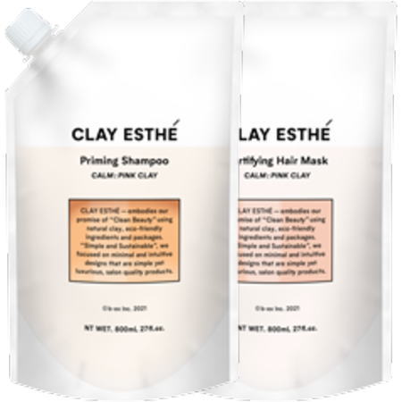 送料無料 クレイエステ ／ プライミングシャンプー ピンククレイ 800ml ＆ フォーティファイングヘアマスク ピンククレイ 800g