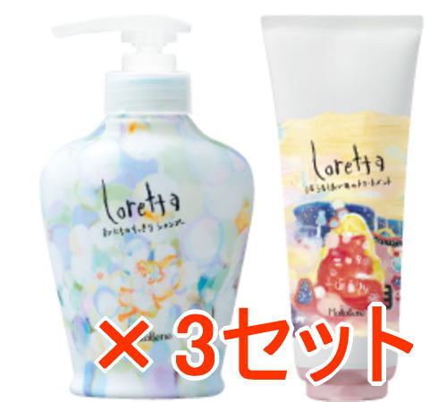 送料無料 ロレッタ まいにちのすっきりシャンプー a 300ml＆ うるうるしたい日のトリートメント 240g 3セット b-ex