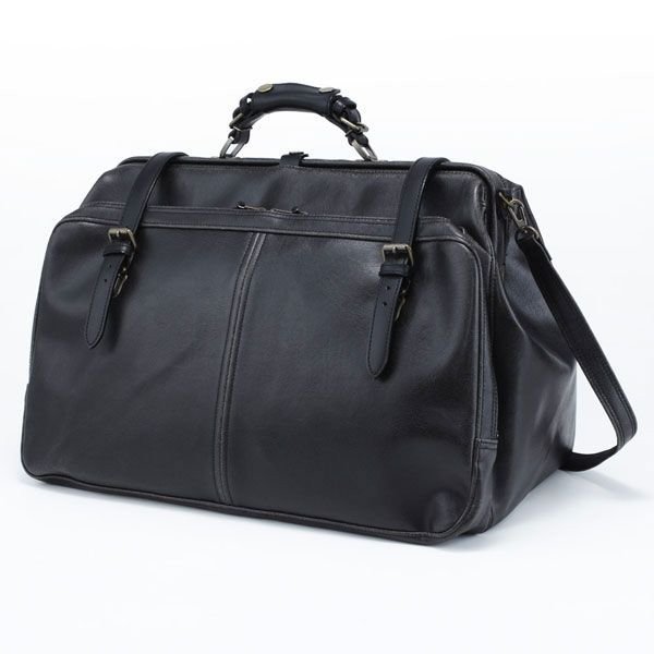 【ポイント10倍】木和田 Retro レトロ 2way ボストンバッグ トラベルバッグ ショルダーバッグ 2ルーム 口金式 ダレス式 日本製 ブラック 1484-BK