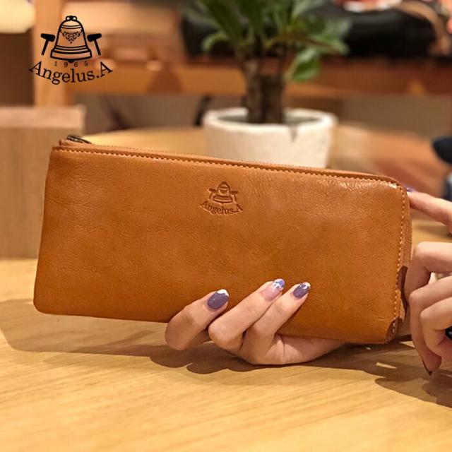 長財布 レディース 本革 牛革 レザー L字ファスナー 薄い 束入れ Angelus.A ブランド EG1911 シンプル プレゼント ギフト 長財布 レディース 本革 牛革 レザー L字ファスナー 薄い 束入れ