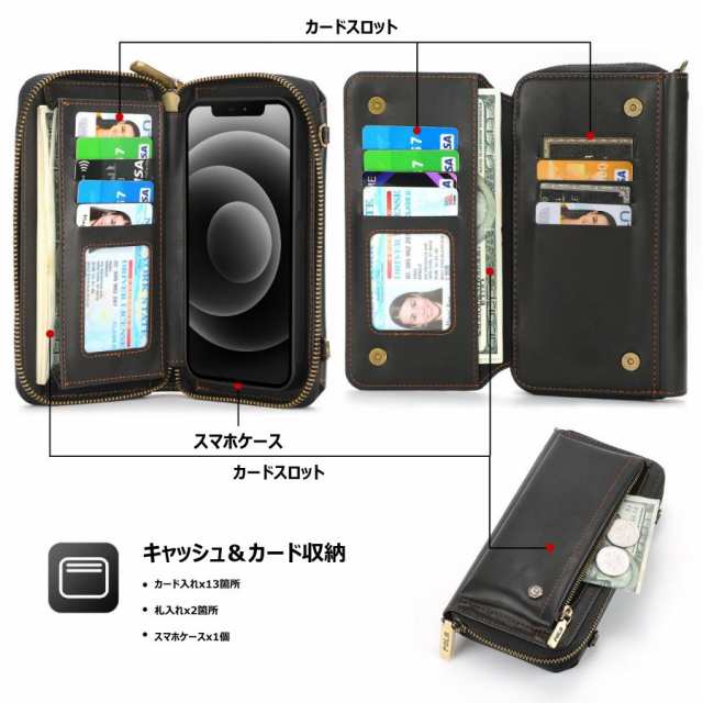 ネイビーiPhone 11／iPhone XR兼用ケース手帳型　ショルダーエレガ