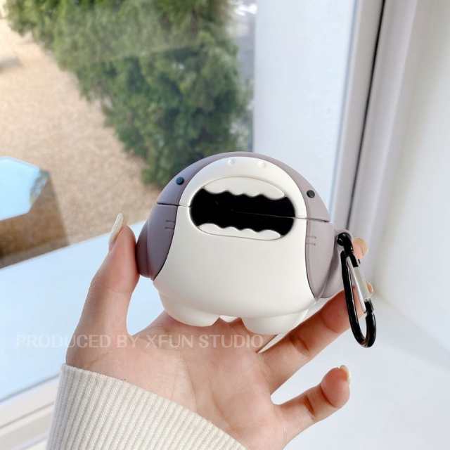 AirPods ケース かわいい 大人気 多機種 AirPods3 ケース サメ カバー シャーク キャラクター 第3世代 Airpods Pro  ケース airpods 2 ケース おしゃれ シリコン ケース 着脱簡単 カラビナ付き 充電対応 エアーポッズプロ ケース エアポッズ3  エアーポッツプロ 送料無料の ...