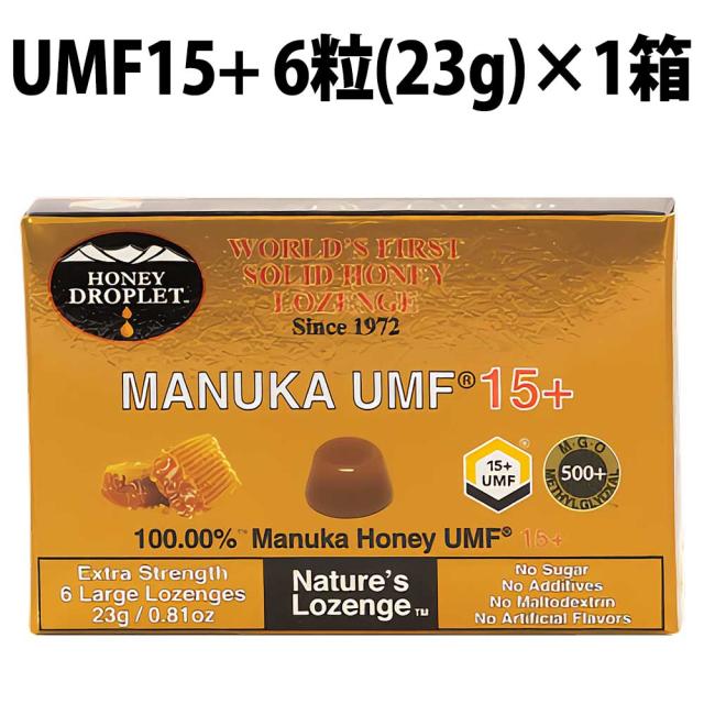 マヌカハニー キャンディ UMF 15+ 1箱 6粒 Honey Japan ハニージャパン ハニードロップレット マヌカ 蜂蜜 はちみつ 飴 のど飴 ドロップ 抗菌 贈り物 喉ケア 活性 自然食 100%成分マヌカハニー のどあめ ニュージーランド産 マヌカハニー100％ 喉 MANUKA 6粒入 umf15＋