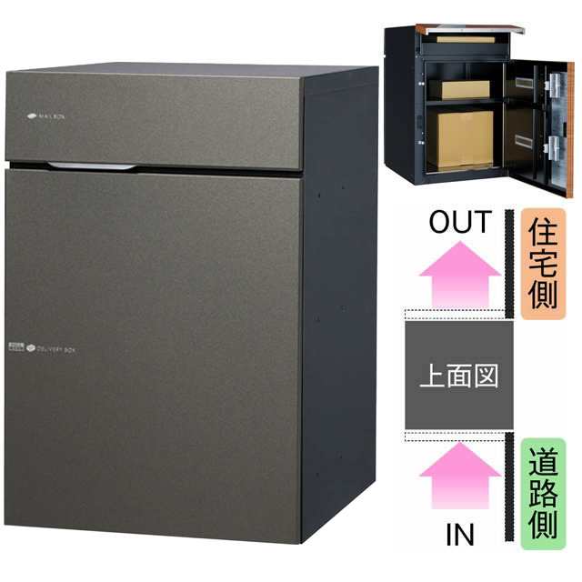 ユニソン ポスト付き宅配ボックス Vico ヴィコ DB 60+80 右開きタイプ 前入れ後出し メタリック調 メタルグレー色
