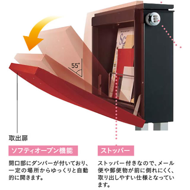 ユニソン 壁付けポスト bolsa ボルサ シリンダー錠 BK レザーレザーブラック_3