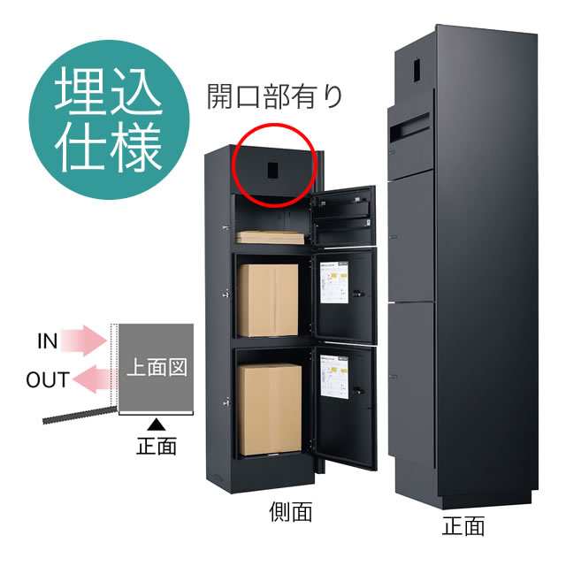 ユニソン ユニットウォール Mies ミース 埋込仕様 インターホン対応（開口有り） 右開きタイプ ブラック（正面）