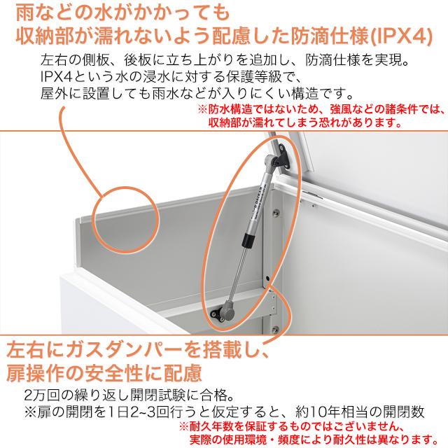 ダイケン 収納庫 クリーンストッカー CKH-B型 CKH-1304WB ゴミ箱 仮保管 幅1,300mm×奥行400mm×高さ662mm ホワイト ※お客様組立品_5