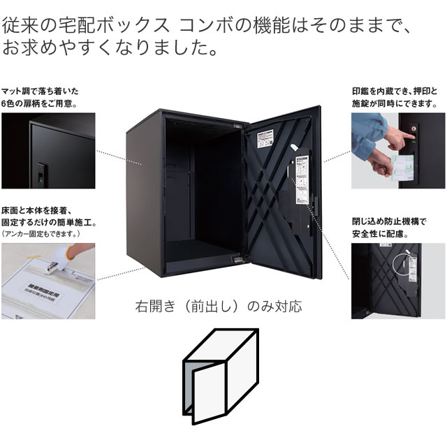 パナソニック 戸建住宅用 宅配ボックス コンボライト ミドルタイプ CTNK6020RB マットブラック色 右開き用 前入れ・前出し 鍵付き_2