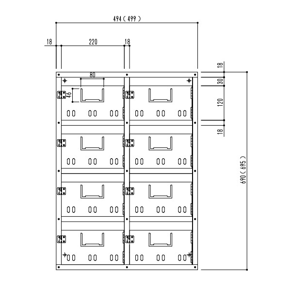 神栄ホームクリエイト 集合用郵便ポスト 郵便受箱 SH型 4段2列 8戸用 SK-108H (SH-8) 前入前出型