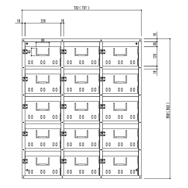 神栄ホームクリエイト 集合用郵便ポスト 郵便受箱 SH型 5段3列 15戸用 SK-115H (SH-15) 前入前出型_1
