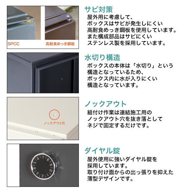 エスディエス 集合住宅向け 宅配ボックス 宅配キーパーA シンプル 追加用6戸用ポストユニット マットグレー色 TK10A-6P-MG_1
