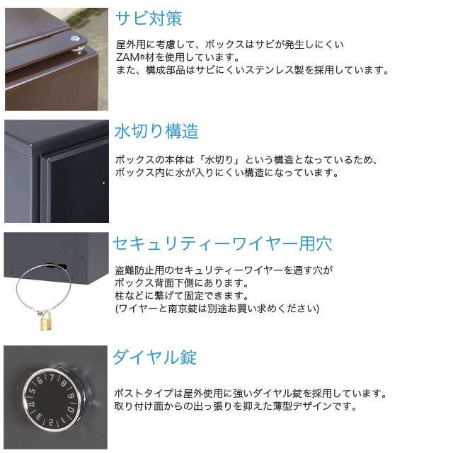 エスディエス 宅配キーパー tumiki ツミキ ＋ポスト セミラージタイプ ラスティックネイビー色 TK180-RN_8