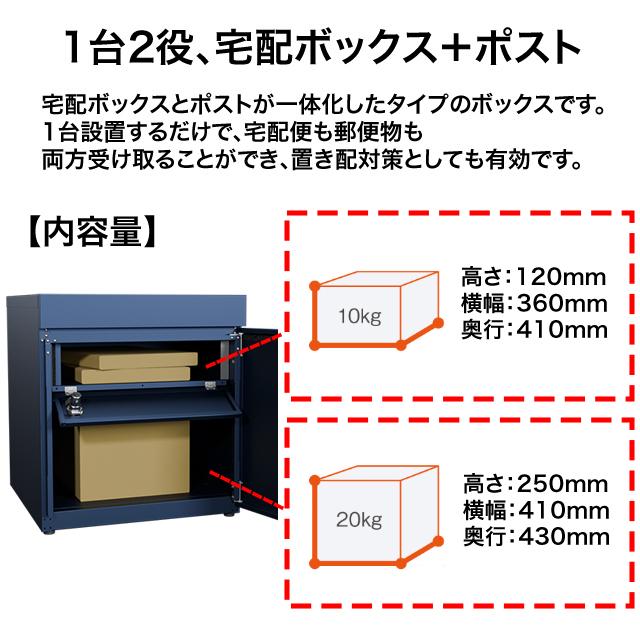 エスディエス 宅配キーパー tumiki ツミキ ＋ポスト セミラージタイプ ラスティックネイビー色 TK180-RN_3
