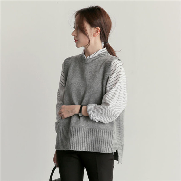 ニットベスト レディース 秋服 ベストセーター 無地 ショット丈 ノースリーブニットベスト 上品 体型カバー 通勤 着痩せ 2色 30代 40代 ニットベスト レディース 秋服 ベストセーター 無地 ショット丈