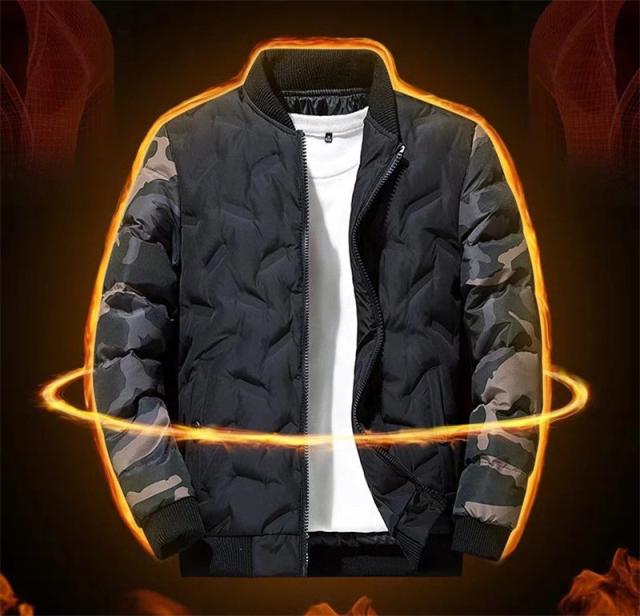 ダウンジャケット メンズ 迷彩柄ジャケット 立ち襟 中綿コート 軽めアウター ジャンパー 軽量 防寒防風 厚手保温 高品質 ジャケット 大きいサイズ ダウン メンズ 中綿 コート 男性 迷彩柄 立ち襟 厚手 長袖