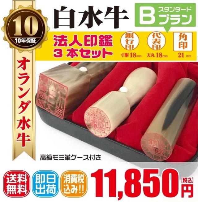 法人印鑑　はんこ　法人印３本セット　法人代表印18ｍｍ　法人銀行印18ｍｍ　法人角印21ｍｍ　オランダ水牛　会社設立　会社印　印鑑ケース付　印章　電子印鑑