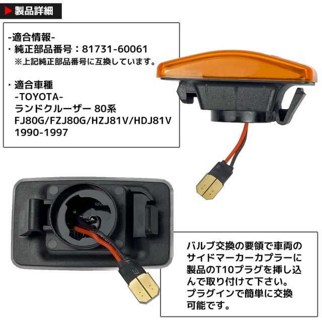 ランドクルーザー 80系 LED サイドマーカー オレンジレンズ 点滅タイプ ハイフラ防止抵抗内蔵 TOYOTA トヨタ ランクル 80 カスタム  パーの通販はau PAY マーケット - オートパーツR-Field | au PAY マーケット－通販サイト