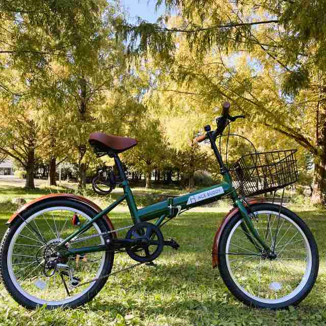 ACE BUDDY 206-5 20インチ 折りたたみ 自転車 シマノ 6段変速 カギ 