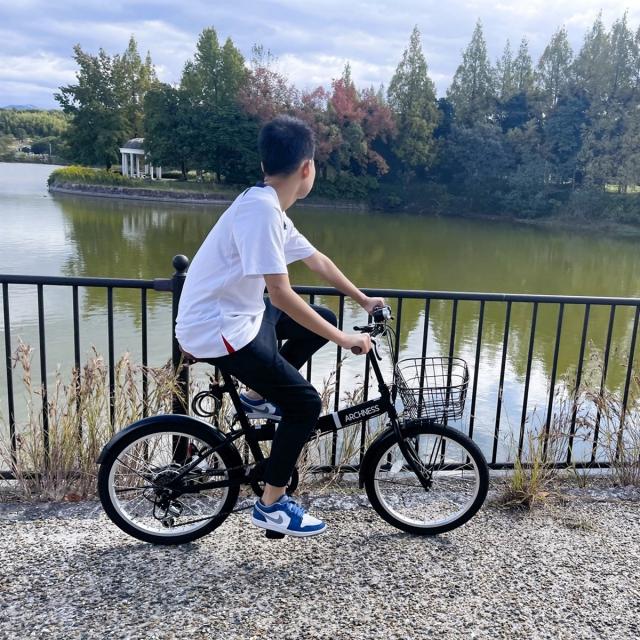 ★送料込★折りたたみ自転車 20インチ6段変速 カゴ 通勤 通学 折りたたみ 自転車 20インチ カギ ライト シマノ 6段変速 カゴ