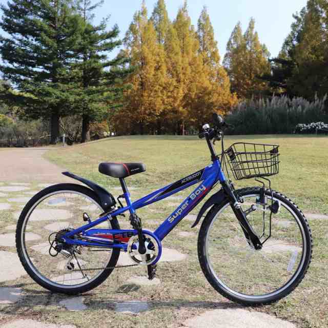 最安値新品子ども キッズ ジュニア 自転車 ブルー新品ライト カギ 6段変速機 24インチ 自転車本体