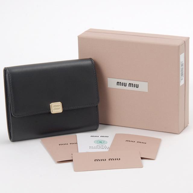 MIU MIU ミュウミュウ 三つ折り財布 レディース ブラック 5MH040 2CVX F0002_4