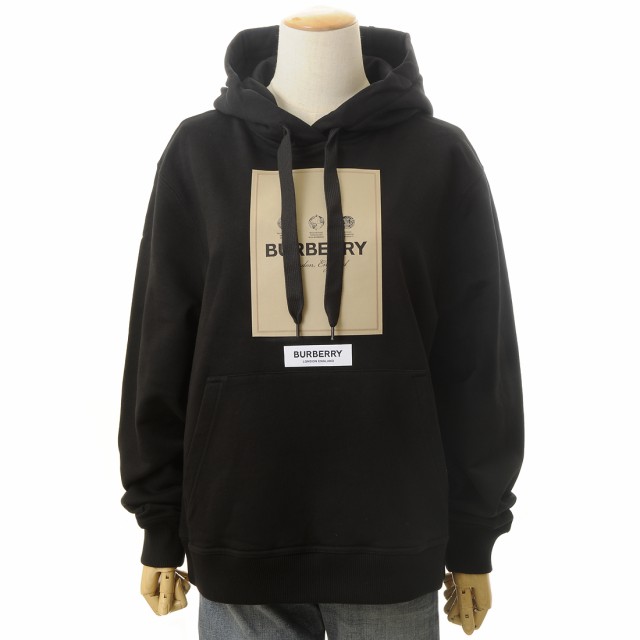 BURBERRY バーバリー パーカー レディース ブラック 8057122 LOGO APPLIQUE ロゴアップリケ