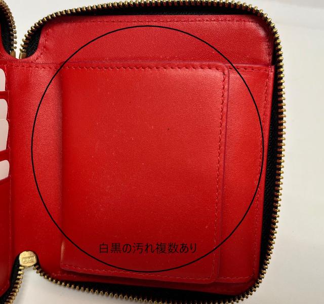 訳あり　正面全体、内側小銭入れのかぶせに複数黒い点汚れあり　COMME des GARCONS コムデギャルソン 二つ折り財布 レッド SA2100HL RED_7