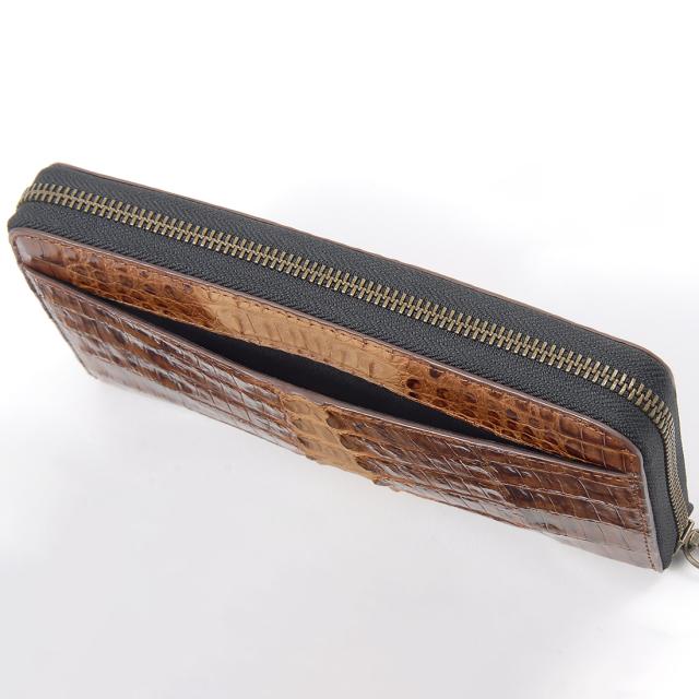 新品同様】ワニ皮 カイマン ラウンドファスナー 長財布 新品同様】ワニ皮 カイマン ラウンドファスナー 長財布