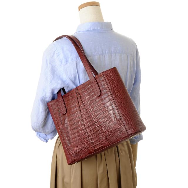 カイマンワニ革×牛革 トートバッグ レディース ワニ革 本革 RODANIA