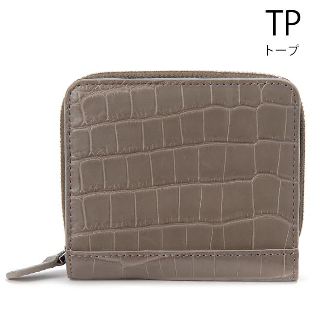クロコダイル コンパクト財布 ラウンドファスナー二つ折り財布 メンズ