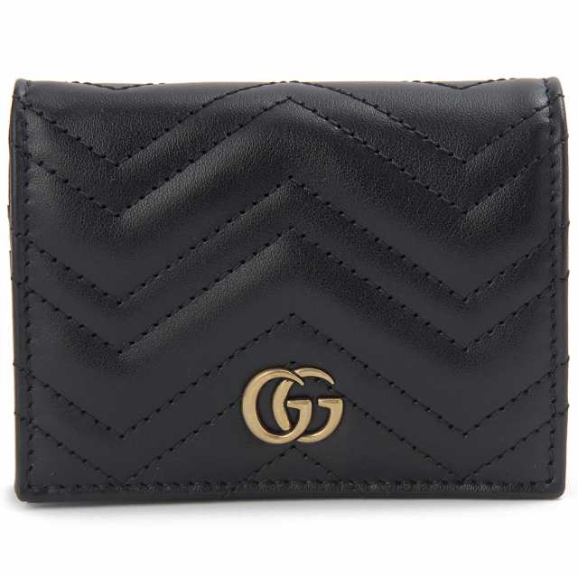 GUCCI グッチ 二つ折り財布 レディース ブラック 466492 DTD1T 1000 GGマーモント 折りたたみ財布