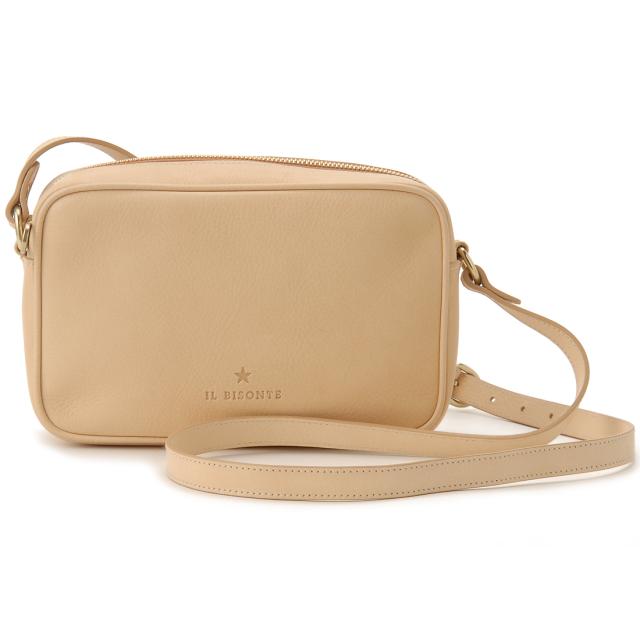 訳あり　正面、背面に傷や色焼けあり　IL BISONTE イルビゾンテ ショルダーバッグ ナチュラル BCR327 PV NA262B OLIVETA