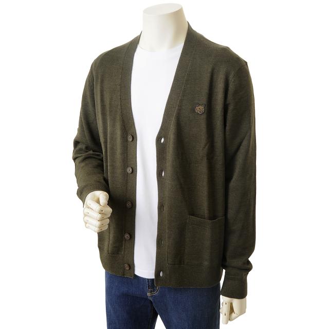 MAISON KITSUNE メゾンキツネ カーディガン メンズ カーキ LM00505KT1036 P360_3