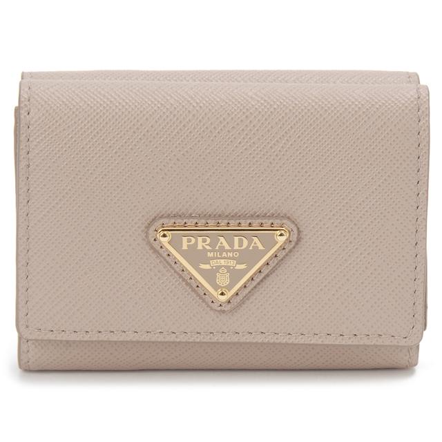 PRADA プラダ 三つ折り財布 レディース ベージュ 1MH042 QHH F0236 SAFFIANO TRIANGOLO