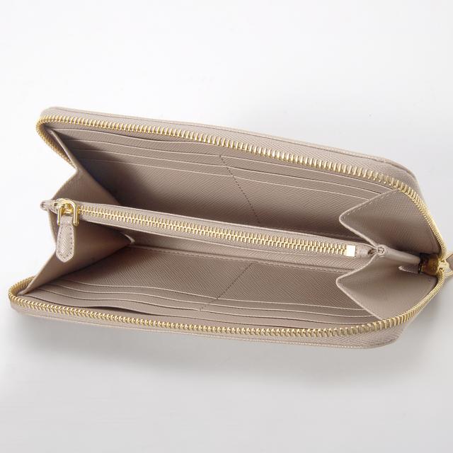 PRADA プラダ ラウンドファスナー長財布 レディース ピンクベージュ 1ML506 QHH F0236 サフィアーノ
