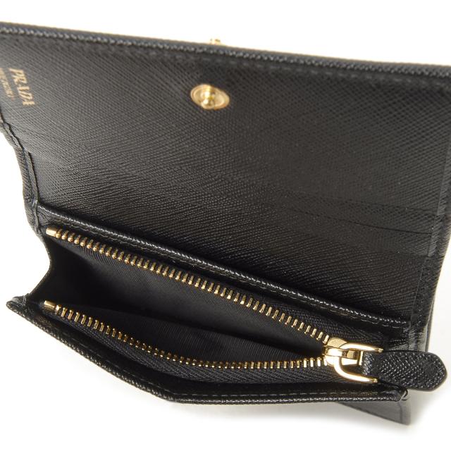 PRADA プラダ サフィアーノレザー 二つ折り財布 黒 1MV021 PRADA プラダ サフィアーノレザー 二つ折り財布 黒 1MV021